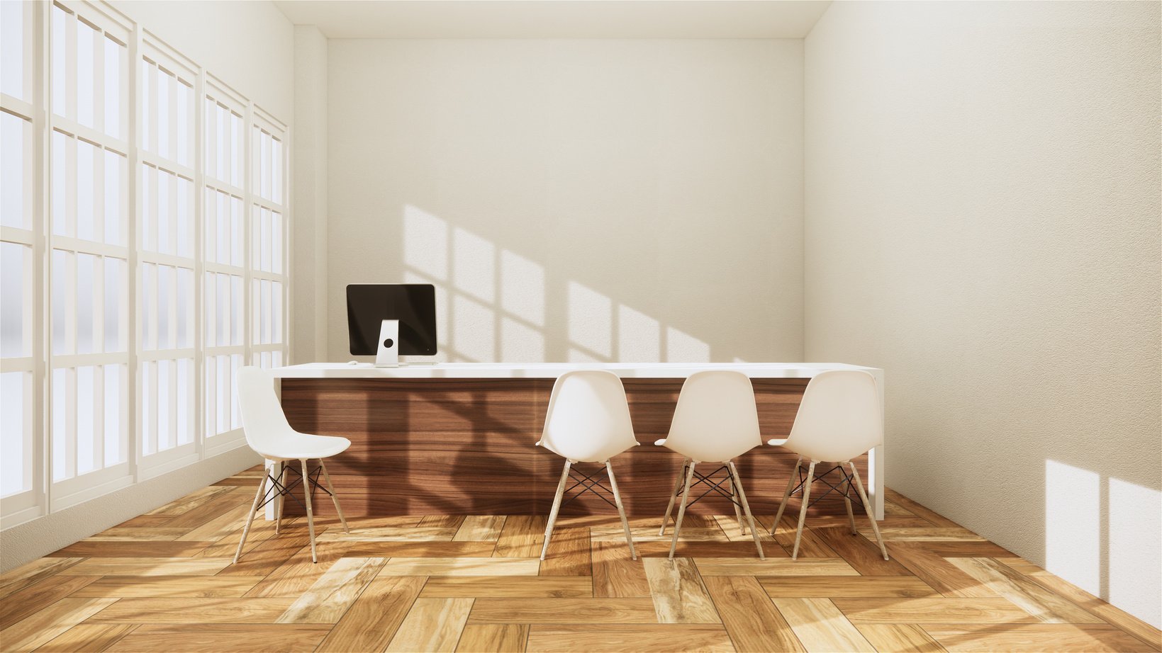 Mock up Scene of Office Desk and Chairs 